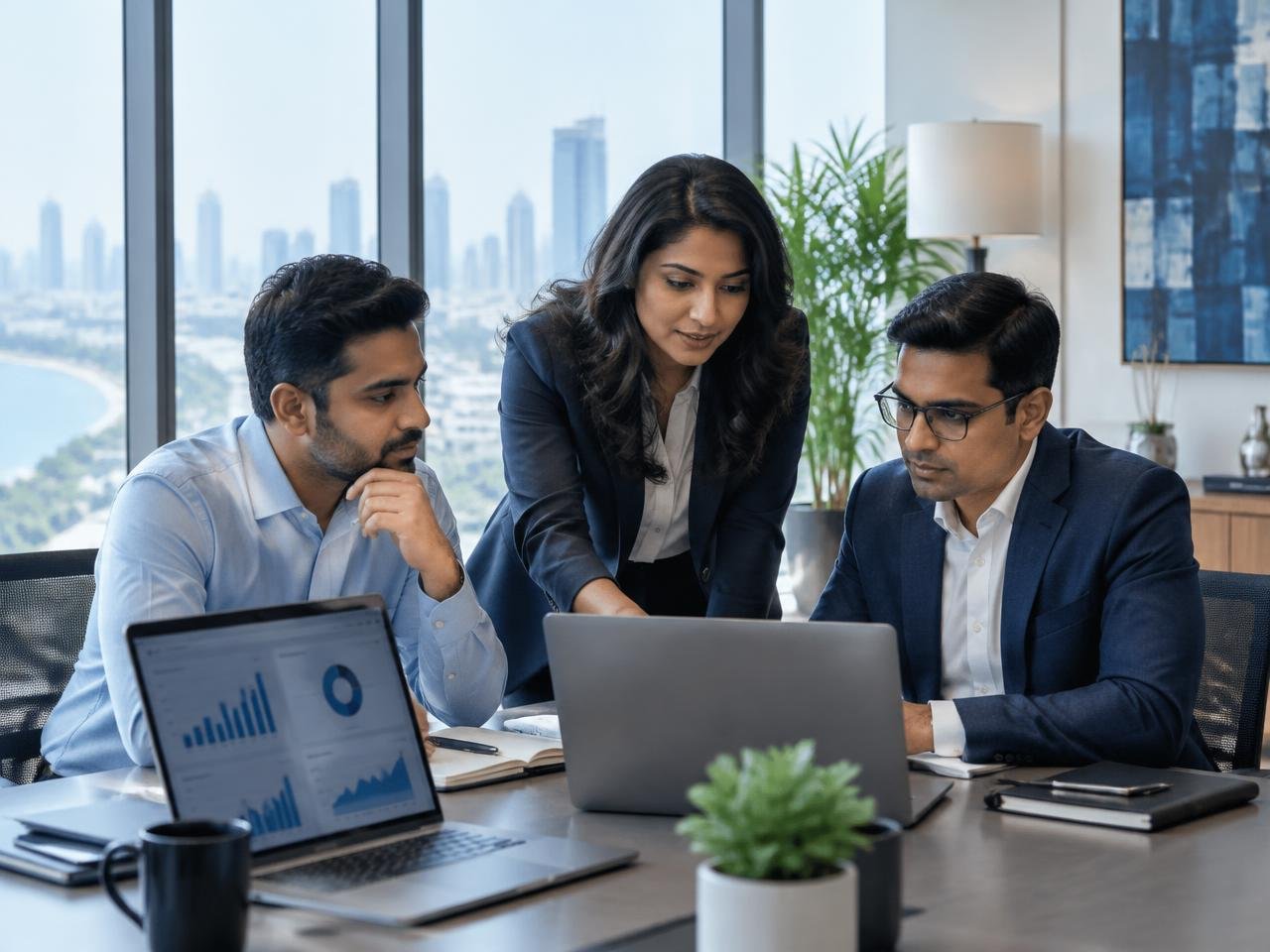 Novabiz consultants meeting a client in a Mumbai office