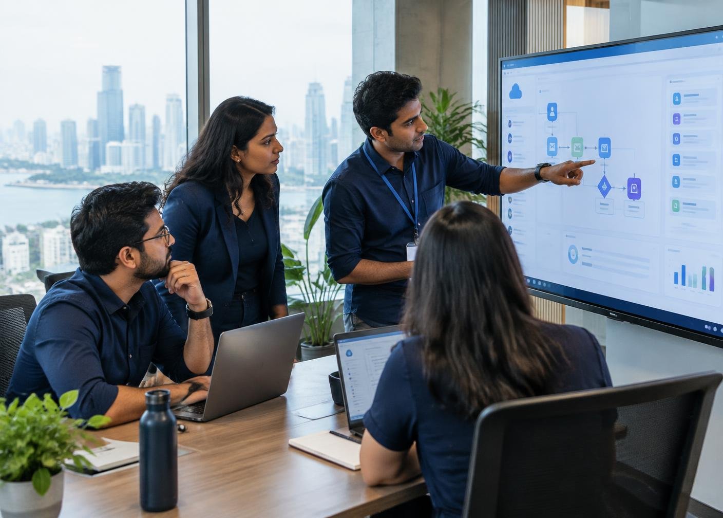 Novabiz consultants reviewing a Salesforce workflow together